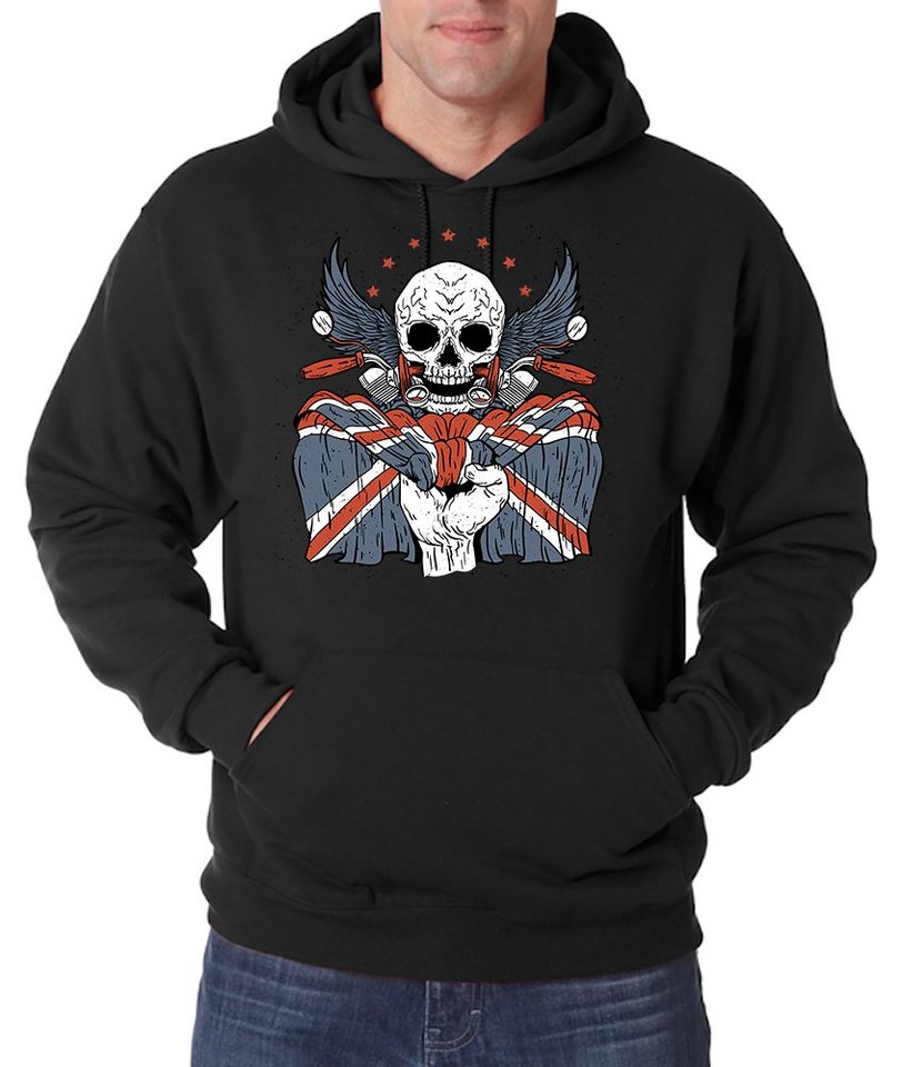 Youth Designz Kapuzenpullover UK Britain Skull Herren Hoodie Pullover mit trendigem Fronprint von Youth Designz