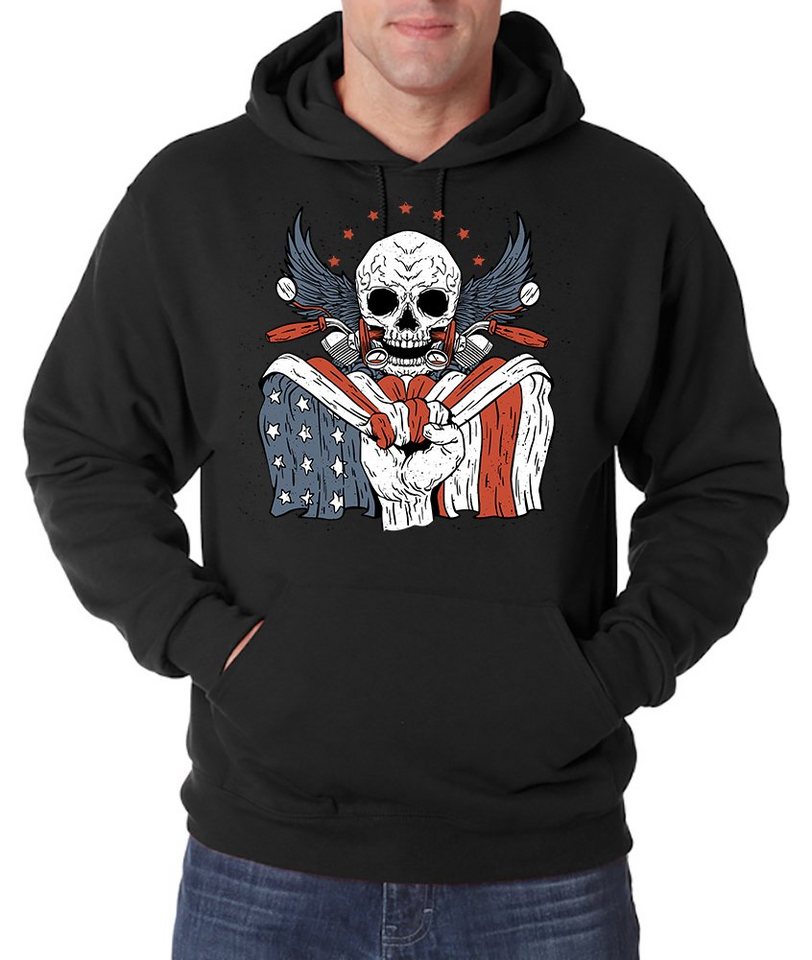 Youth Designz Kapuzenpullover USA Biker Skull Herren Hoodie Pullover mit Logo Aufdruck von Youth Designz