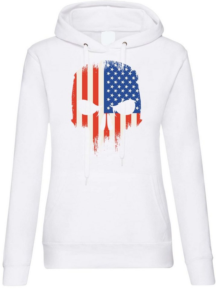 Youth Designz Kapuzenpullover USA Totenkopf Damen Hoodie Pullover mit trendigem Frontprint von Youth Designz