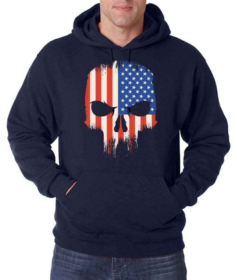 Youth Designz Kapuzenpullover USA Totenkopf Schädel Herren Hoodie Pullover mit trendigem Frontprint Youth Designz Kapuzenpullover USA Totenkopf Schädel Herren Hoodie Pullover mit trendigem Frontprint von Youth Designz