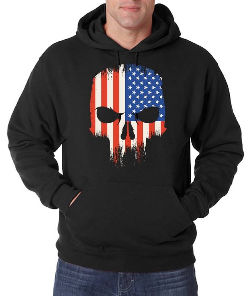 Youth Designz Kapuzenpullover USA Totenkopf Schädel Herren Hoodie Pullover mit trendigem Frontprint von Youth Designz