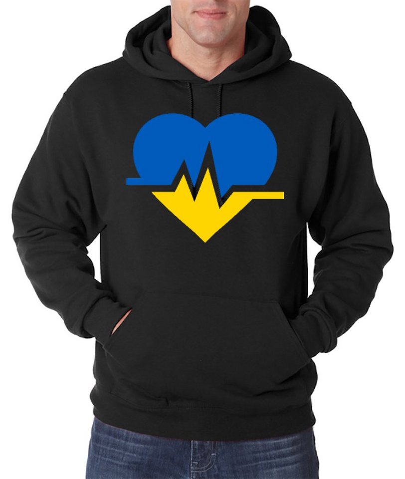 Youth Designz Kapuzenpullover Ukraine Herzschlag Herren Hoodie Pullover mit Flagge Aufdruck von Youth Designz