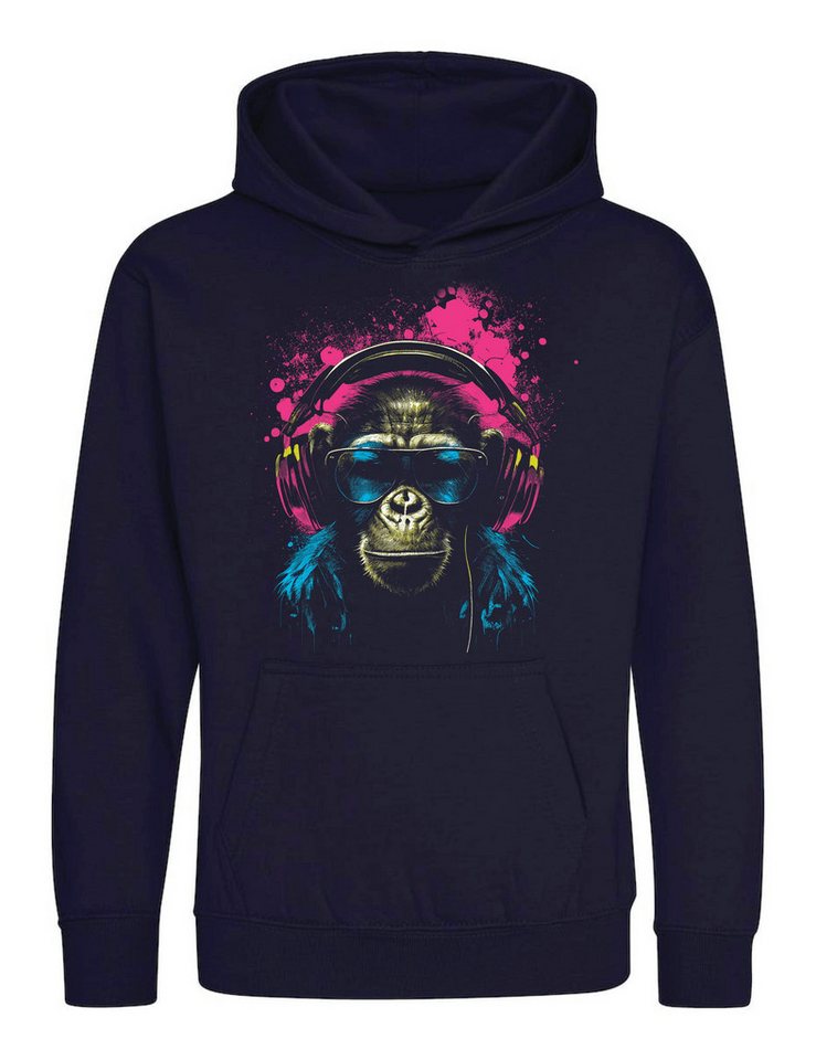 Youth Designz Kapuzenpullover Unisex Hoodie "Affe-Headset" Aufdruck lustig Geschenk Statement mit stylischen Frontprint für Jungen und Mädchen von Youth Designz