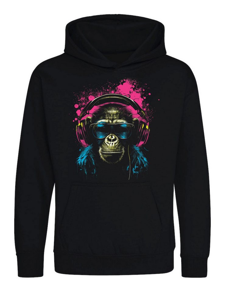 Youth Designz Kapuzenpullover Unisex Hoodie "Affe-Headset" Aufdruck lustig Geschenk Statement mit stylischen Frontprint für Jungen und Mädchen von Youth Designz