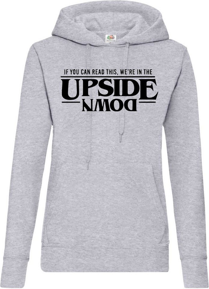 Youth Designz Kapuzenpullover Upside Down Stranger Damen Hoodie Pullover mit lustigem Spruch von Youth Designz