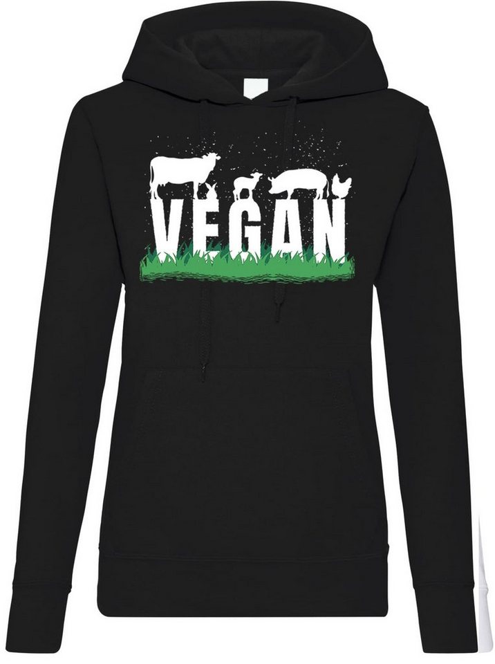 Youth Designz Kapuzenpullover Vegan Damen Hoodie Pullover mit trendigem Frontprint von Youth Designz