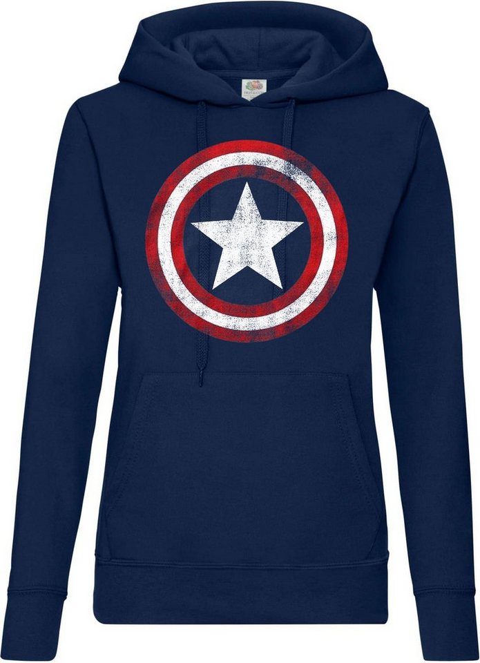 Youth Designz Kapuzenpullover Vintage Captain America Damen Hoodie Pullover mit trendigem Frontprint Youth Designz Kapuzenpullover Vintage Captain America Damen Hoodie Pullover mit trendigem Frontprint von Youth Designz