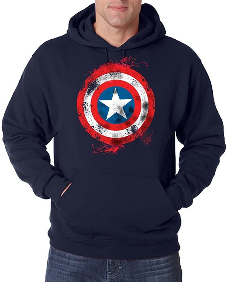 Youth Designz Kapuzenpullover Vintage Captain America Herren Hoodie Pullover mit trendigem Frontprint von Youth Designz