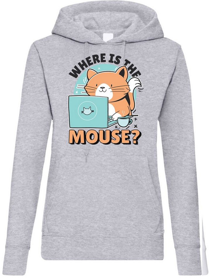 Youth Designz Kapuzenpullover Where Is The Mouse? Damen Hoodie Pullover mit trendigem Frontprint von Youth Designz