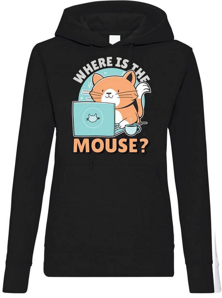 Youth Designz Kapuzenpullover Where Is The Mouse? Damen Hoodie Pullover mit trendigem Frontprint von Youth Designz