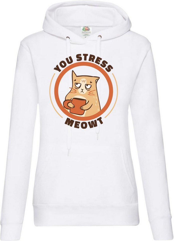 Youth Designz Kapuzenpullover YOU STRESS? MEOWT Damen Hoodie Pullover mit lustigem Spruch und Frontprint von Youth Designz