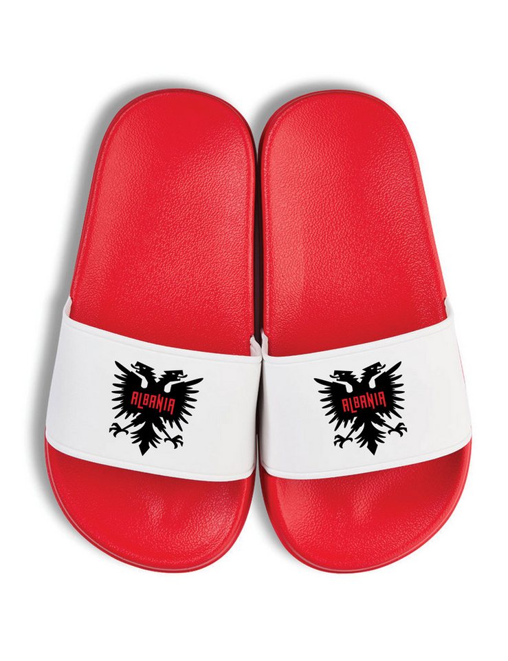Youth Designz Kinder Badelatschen "Albania Adler" Fußball Fun-Print lustig Geschenk Badeschuh mit stylischen Aufdruck für Kinder Statement von Youth Designz