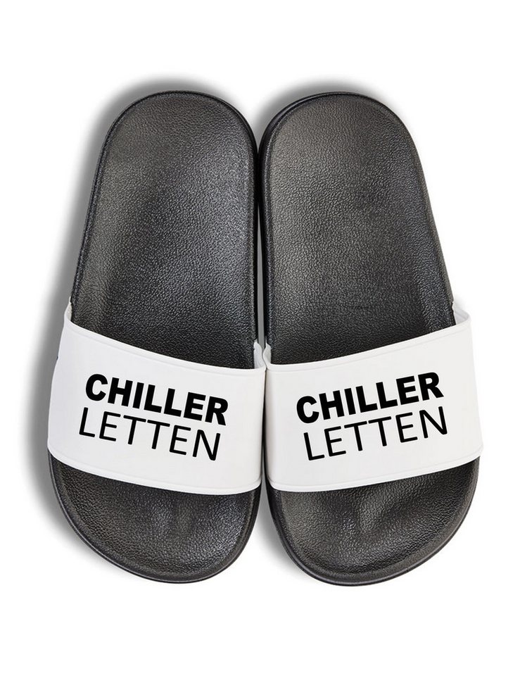 Youth Designz Kinder Badelatschen "Chiller Letten" Fun-Print lustig Geschenk Badeschuh mit witzigen Aufdruck für Kinder Statement von Youth Designz