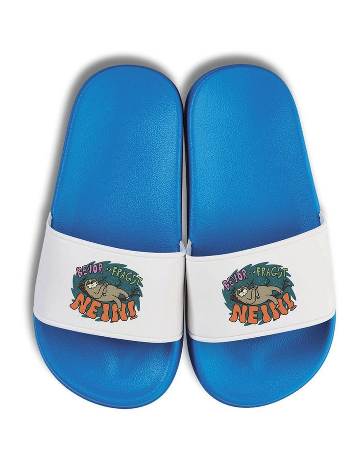 Youth Designz Kinder Badelatschen "Faultier Nein" Fun-Print lustig Geschenk Badeschuh mit witzigen Aufdruck für Jungen und Mädchen von Youth Designz