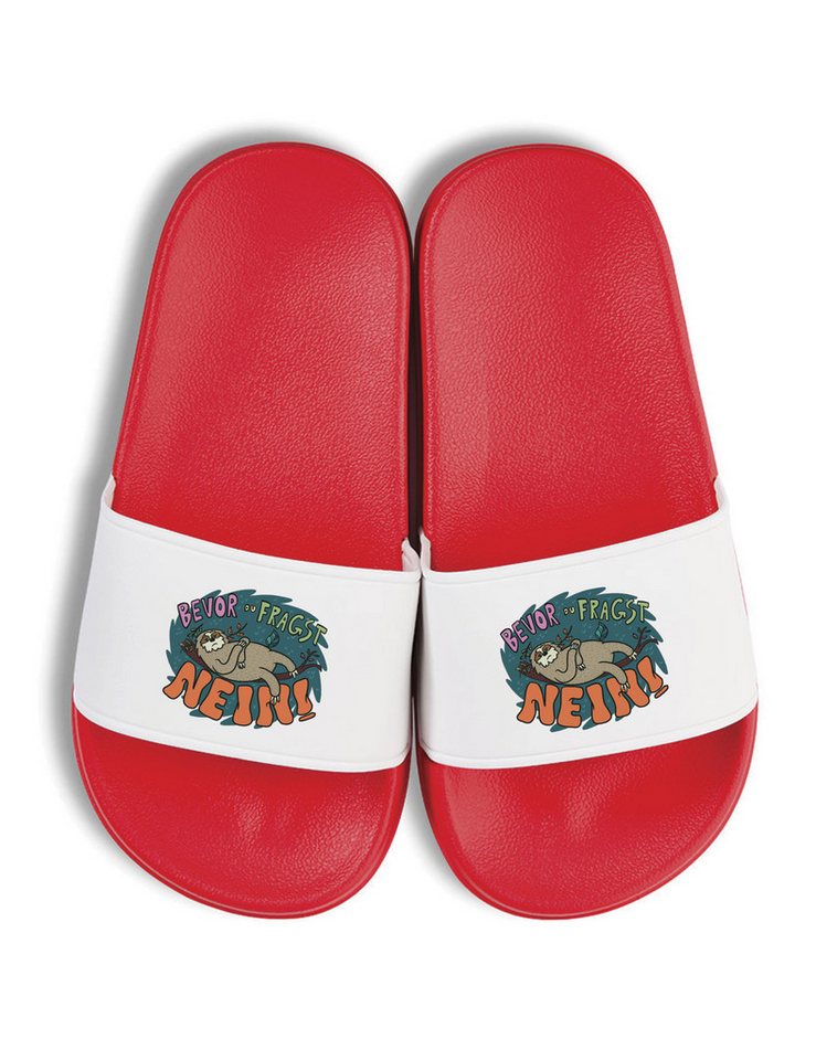 Youth Designz Kinder Badelatschen "Faultier Nein" Fun-Print lustig Geschenk Badeschuh mit witzigen Aufdruck für Jungen und Mädchen von Youth Designz