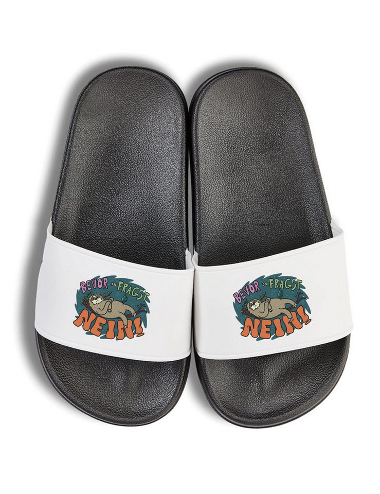 Youth Designz Kinder Badelatschen "Faultier Nein" Fun-Print lustig Geschenk Badeschuh mit witzigen Aufdruck für Jungen und Mädchen von Youth Designz