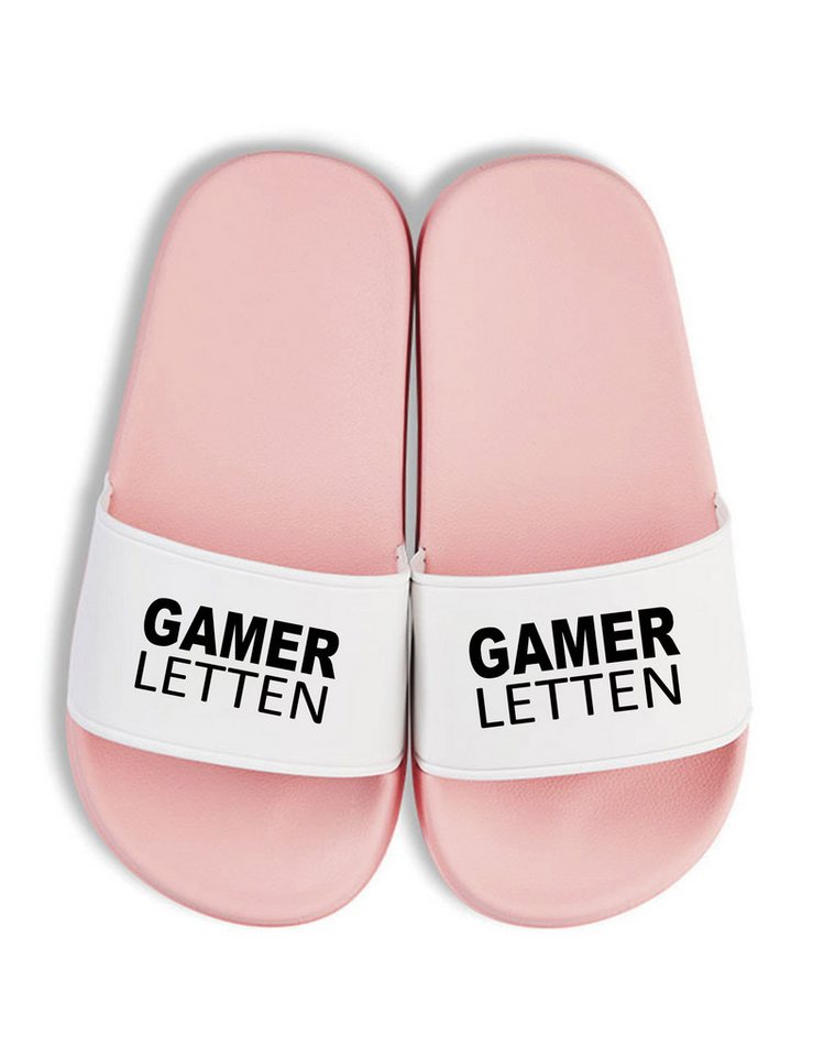 Youth Designz Kinder Badelatschen "Gamer Letten" Fun-Print lustig Geschenk Badeschuh mit lustigem Spruch von Youth Designz