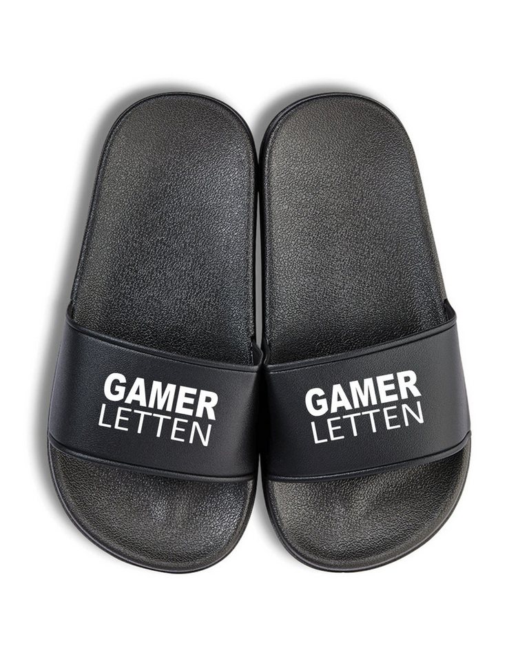 Youth Designz Kinder Badelatschen "Gamer Letten" Fun-Print lustig Geschenk Badeschuh mit lustigem Spruch von Youth Designz