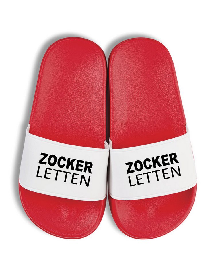 Youth Designz Kinder Badelatschen "Zocker Letten" Fun-Print lustig Geschenk Badeschuh mit witzigen Aufdruck für Kinder Statement von Youth Designz