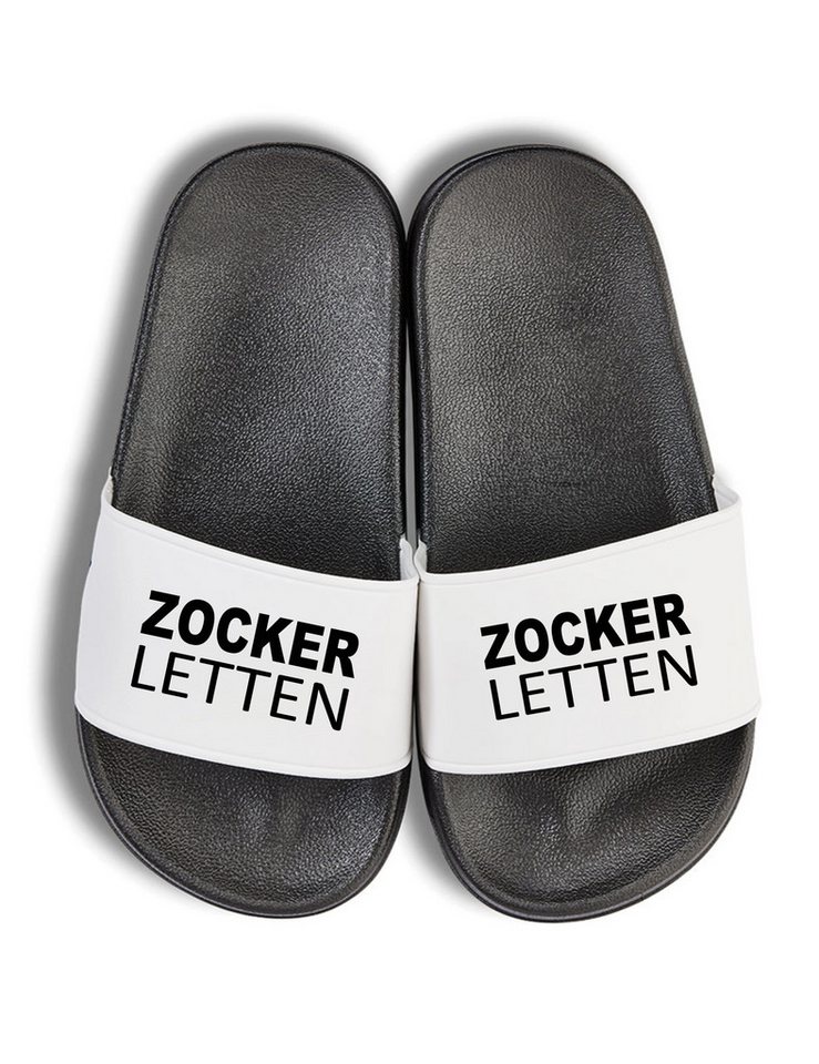 Youth Designz Kinder Badelatschen "Zocker Letten" Fun-Print lustig Geschenk Badeschuh mit witzigen Aufdruck für Kinder Statement von Youth Designz