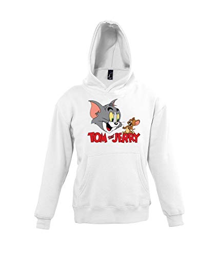 Youth Designz Kinder Hoodie Kapuzenpullover Modell Tom Jerry - Weiß 96/104 (4 Jahre) von Youth Designz