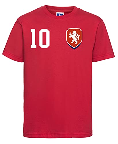Youth Designz Kinder T-Shirt Trikot Tschechien mit Wunschname + Nummer - Rot 10 Jahre (130/140) von Youth Designz