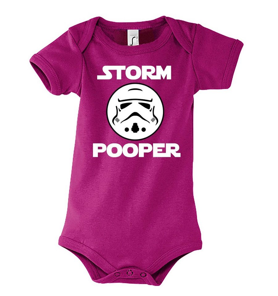 Youth Designz Kurzarmbody Storm Pooper Trooper Baby Body Kurzarm Strampler mit lustigem Spruch & Logo Print von Youth Designz