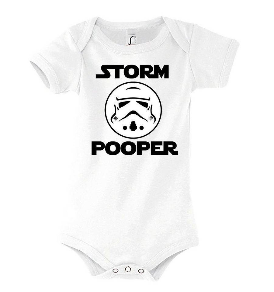 Youth Designz Kurzarmbody Storm Pooper Trooper Baby Body Kurzarm Strampler mit lustigem Spruch & Logo Print von Youth Designz