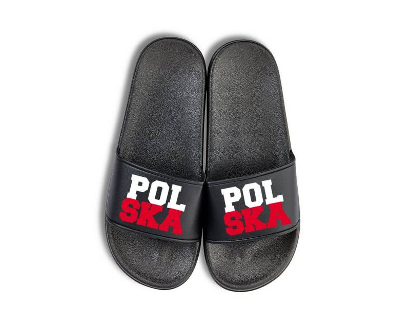 Youth Designz Polska Polen EM 2024 Unisex Badelatschen Flip Flops Badeschuh mit lustigen Logo für Damen und Herren von Youth Designz