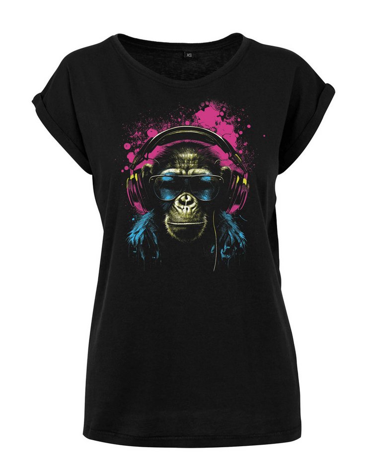 Youth Designz Print-Shirt "Affe Headset" Damen T-Shirt als Statement oder Geschenk Frauen Motiv mit stylischen Retro Aufdruck von Youth Designz