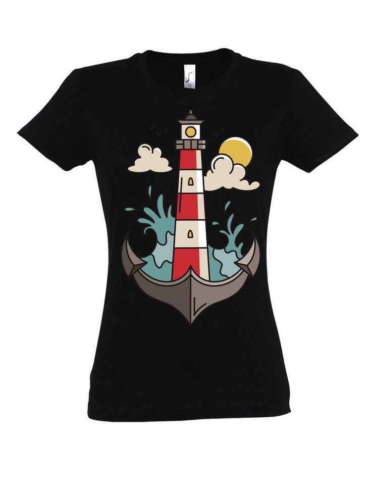 Youth Designz Print-Shirt "Anker Leuchtturm" Damen T-Shirt mit Lustigen Print Geschenk Statement mit witzigen stylischen Aufdruck für Frauen von Youth Designz