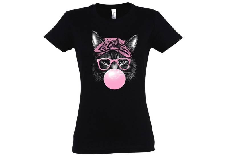 Youth Designz Print-Shirt Cool Cat Glasses Damen T-Shirt mit modischem Frontprint von Youth Designz