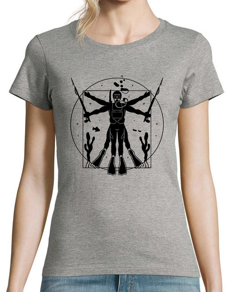 Youth Designz Print-Shirt Da Vinci Taucher Damen T-Shirt mit lustigen Logo für Damen Youth Designz Print-Shirt Da Vinci Taucher Damen T-Shirt mit lustigen Logo für Damen von Youth Designz