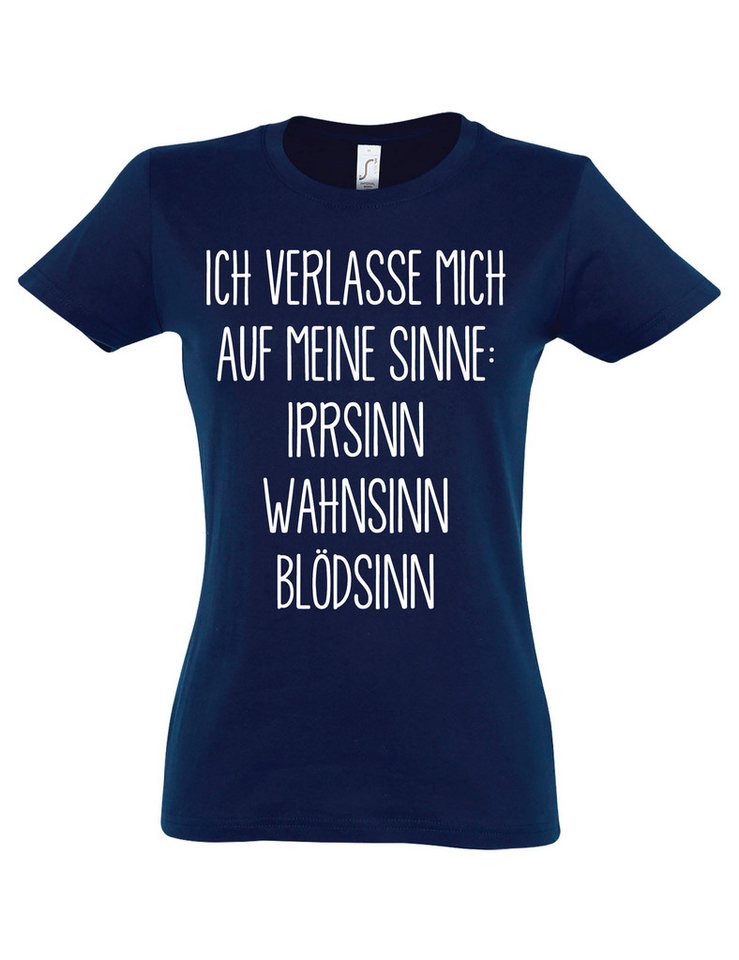 Youth Designz Print-Shirt Damen T-Shirt "Ich verlasse mich auf meine Sinne" Lustig Aufdruck mit witzigen Print für Herren Statement Geschenk von Youth Designz