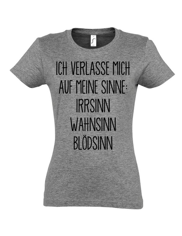 Youth Designz Print-Shirt Damen T-Shirt "Ich verlasse mich auf meine Sinne" Lustig Aufdruck mit witzigen Print für Herren Statement Geschenk von Youth Designz