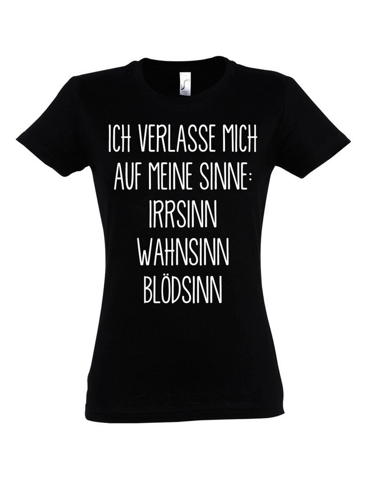 Youth Designz Print-Shirt Damen T-Shirt "Ich verlasse mich auf meine Sinne" Lustig Aufdruck mit witzigen Print für Herren Statement Geschenk von Youth Designz