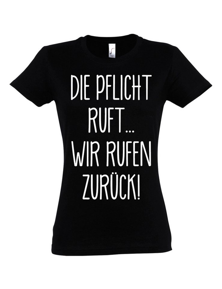 Youth Designz Print-Shirt Frauen T-Shirt "Die Pflicht ruft" Fun-Print lustig Geschenk Statement mit witzigen Frontprint für Frauen von Youth Designz