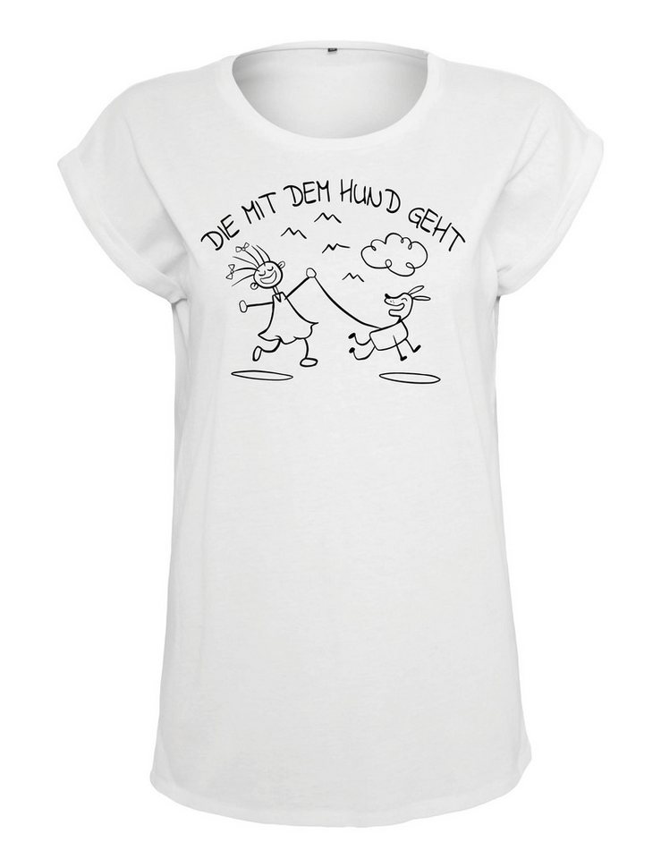 Youth Designz Print-Shirt Die Mit Hund Geht" Damen T-Shirt Statement Geschenk Frauen Motiv mit stylischen Frontprint für Frauen von Youth Designz