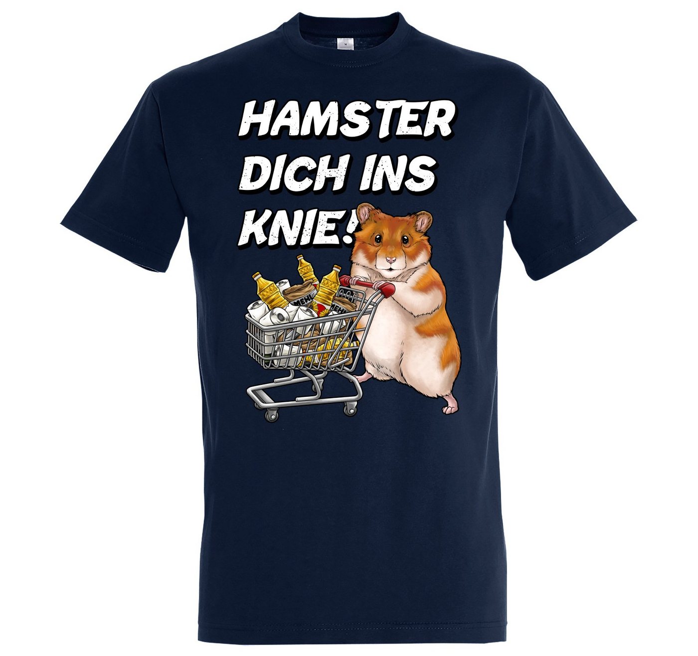 Youth Designz Print-Shirt HAMSTER DICH INS KNIE Herren T-Shirt mit lustigem Spruch Aufdruck von Youth Designz