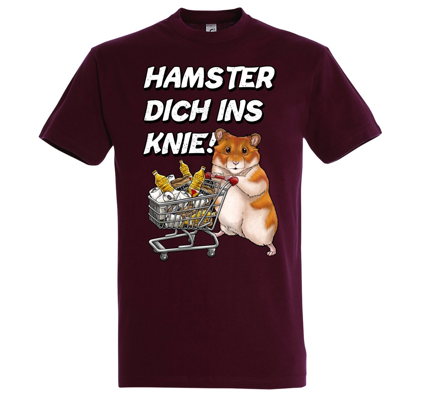 Youth Designz Print-Shirt HAMSTER DICH INS KNIE Herren T-Shirt mit lustigem Spruch Aufdruck von Youth Designz