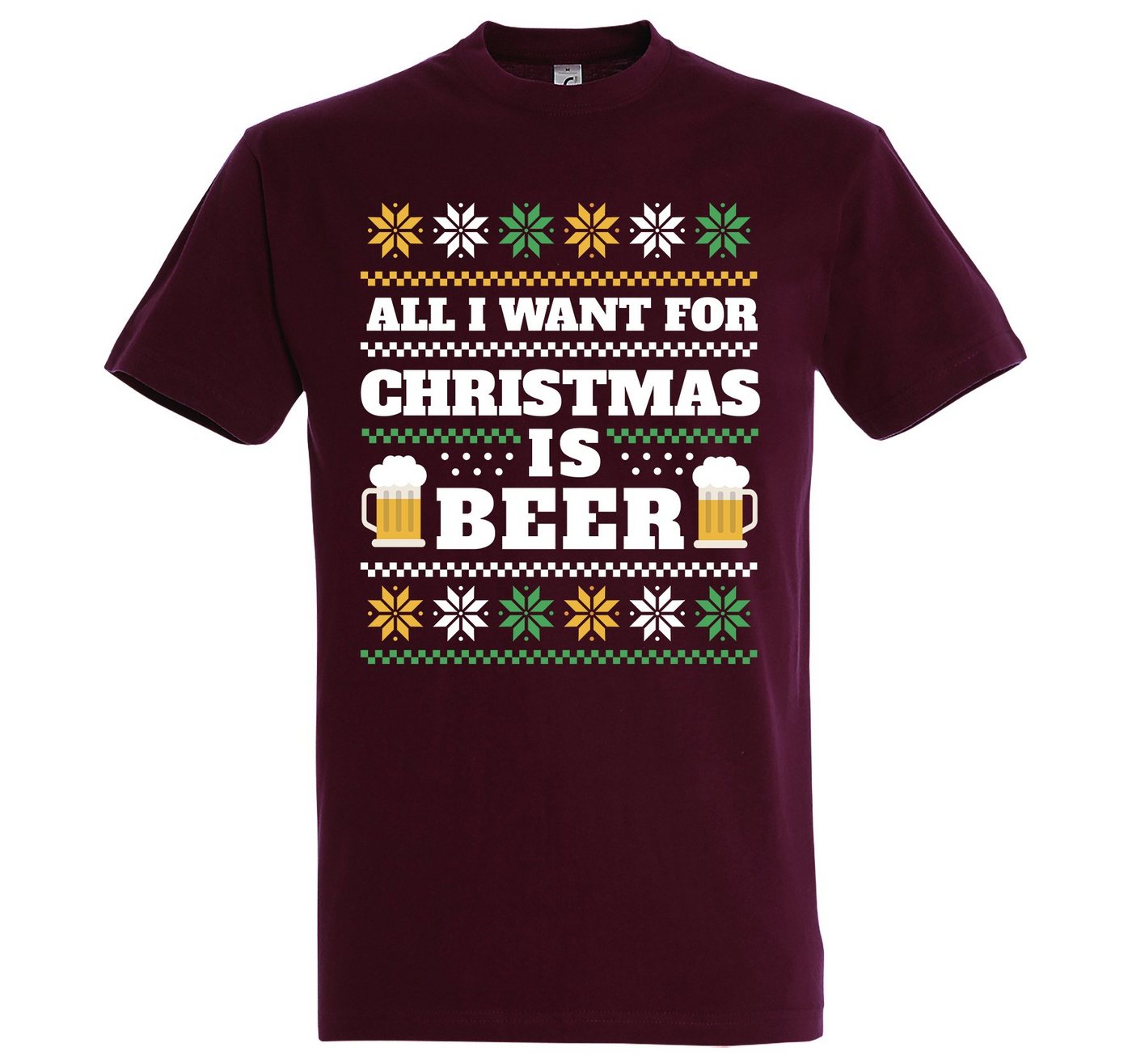 Youth Designz Print-Shirt Herren T-Shirt ALL I WANT FOR CHRISTMAS IS BEER mit lustigem Weihnachten & Bier Spruch von Youth Designz