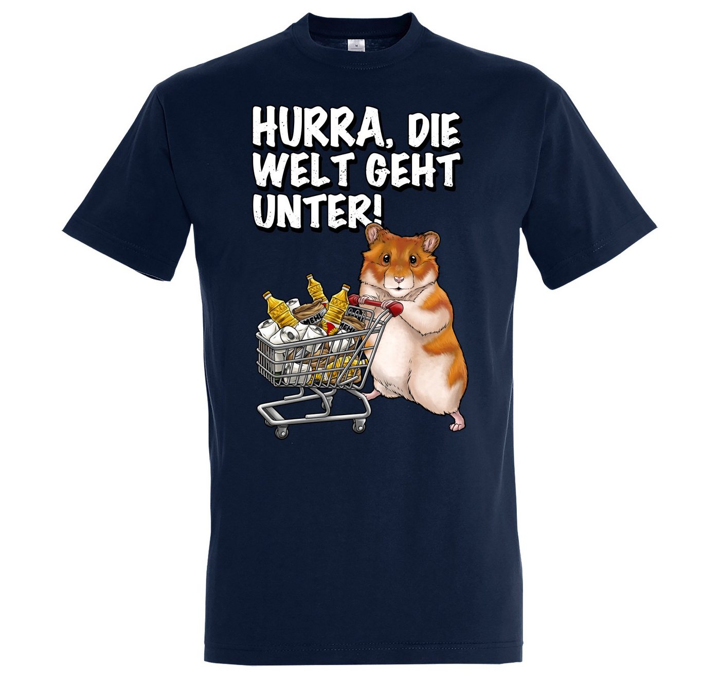 Youth Designz Print-Shirt Hurra Die Welt Geht Unter Herren T-Shirt mit lustigem Hamster Spruch Print von Youth Designz