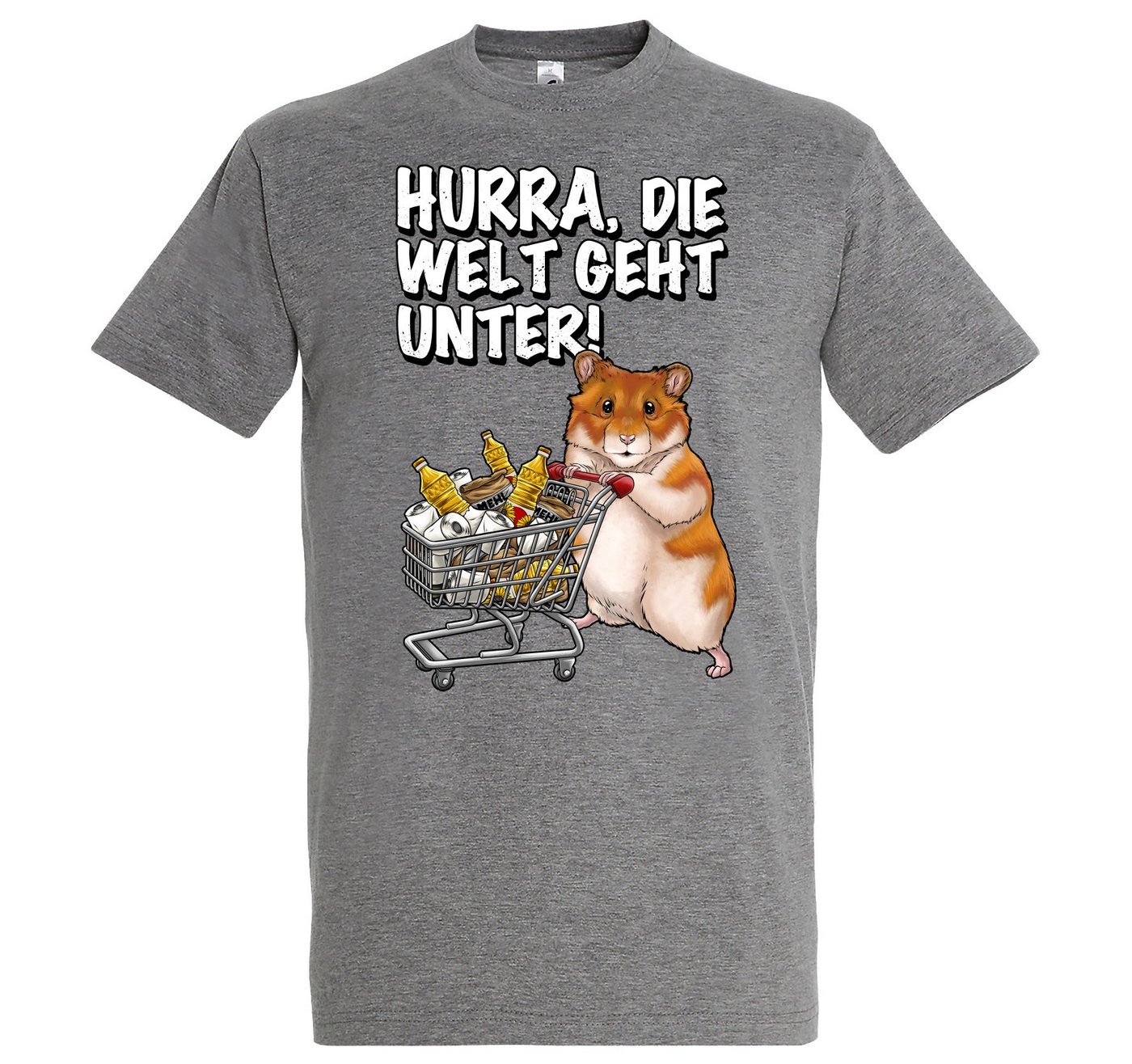 Youth Designz Print-Shirt Hurra Die Welt Geht Unter Herren T-Shirt mit lustigem Hamster Spruch Print von Youth Designz