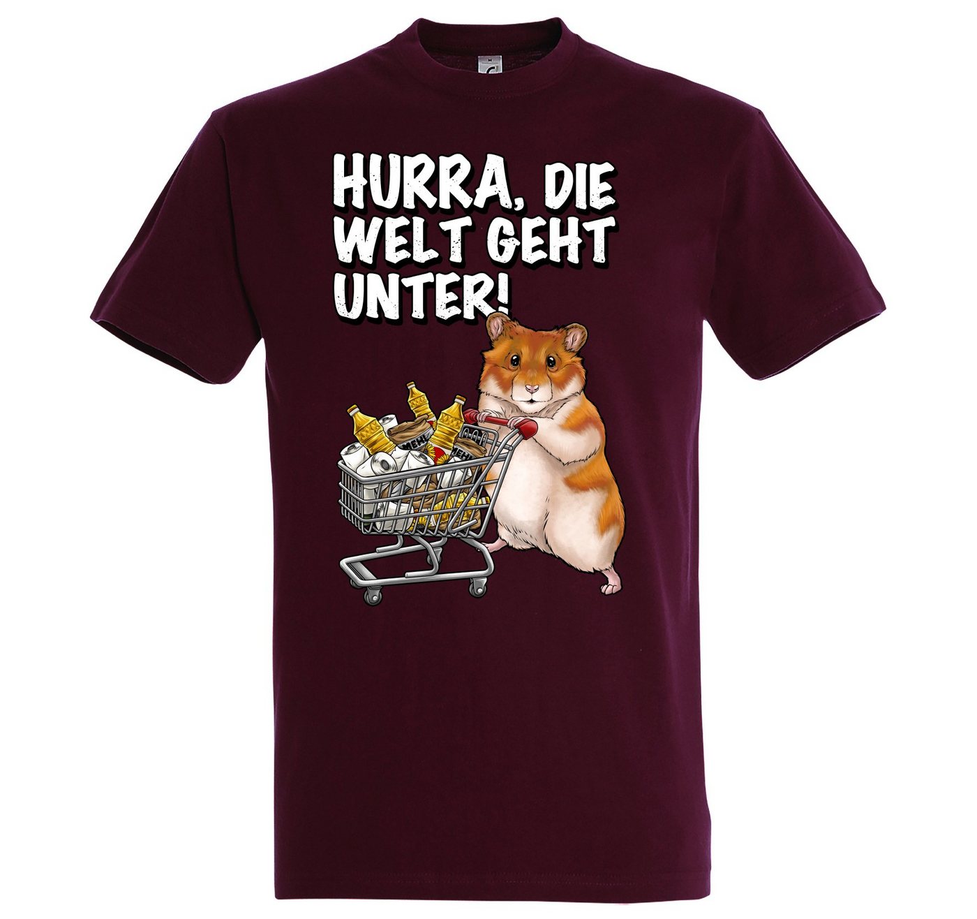 Youth Designz Print-Shirt Hurra Die Welt Geht Unter Herren T-Shirt mit lustigem Hamster Spruch Print von Youth Designz