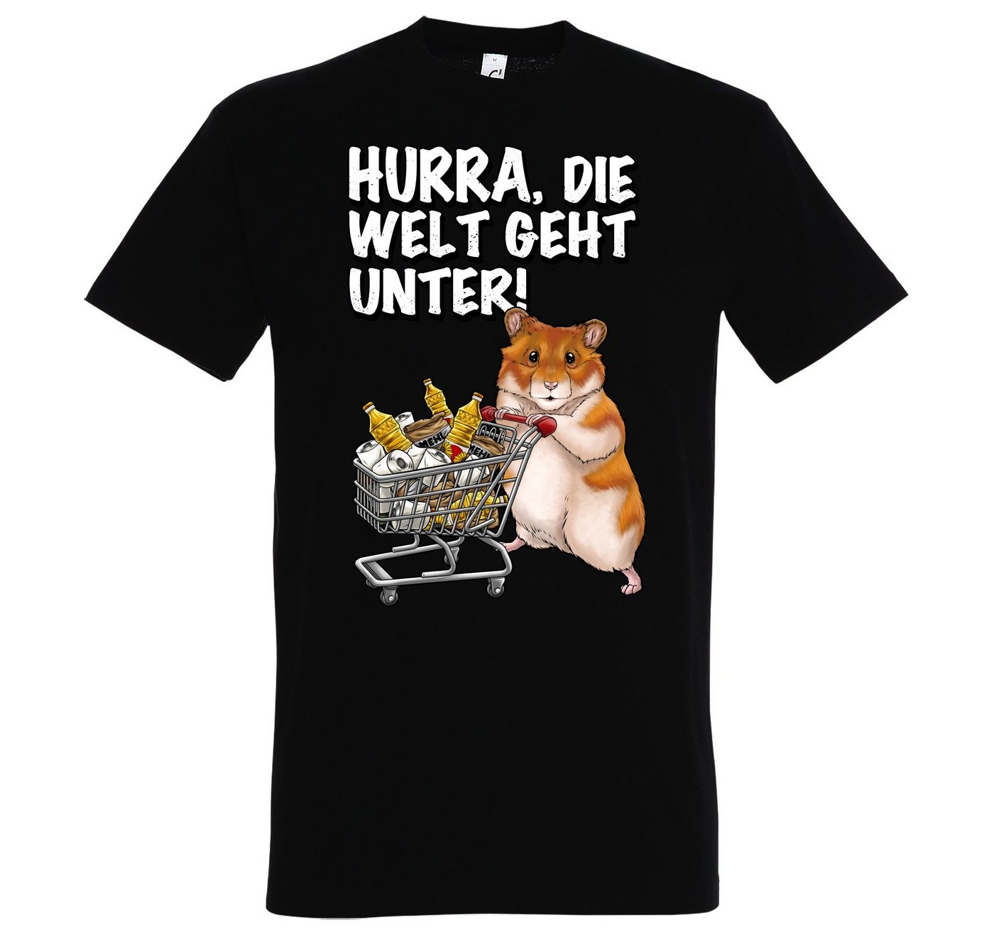 Youth Designz Print-Shirt Hurra Die Welt Geht Unter Herren T-Shirt mit lustigem Hamster Spruch Print von Youth Designz