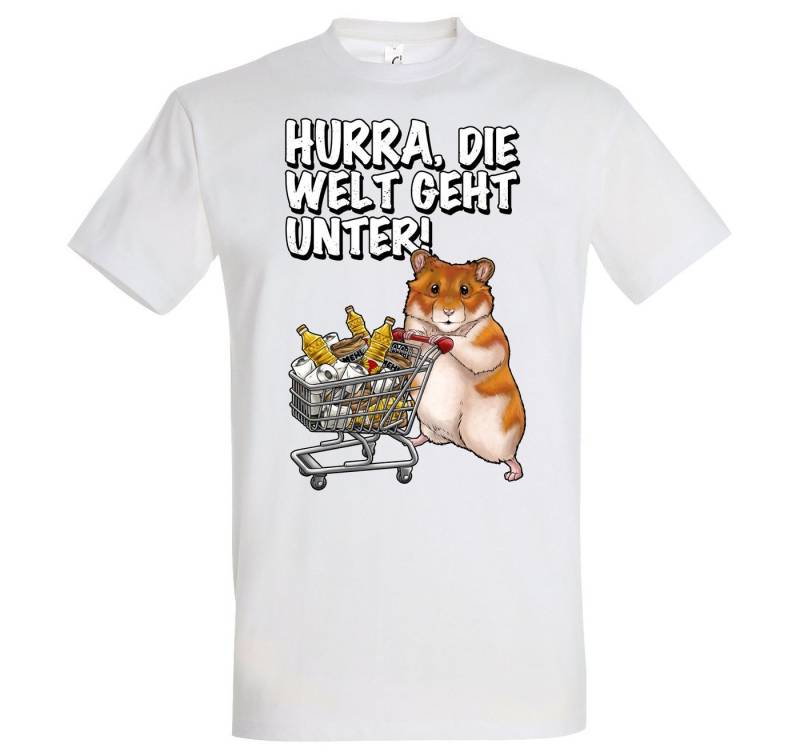 Youth Designz Print-Shirt Hurra Die Welt Geht Unter Herren T-Shirt mit lustigem Hamster Spruch Print von Youth Designz