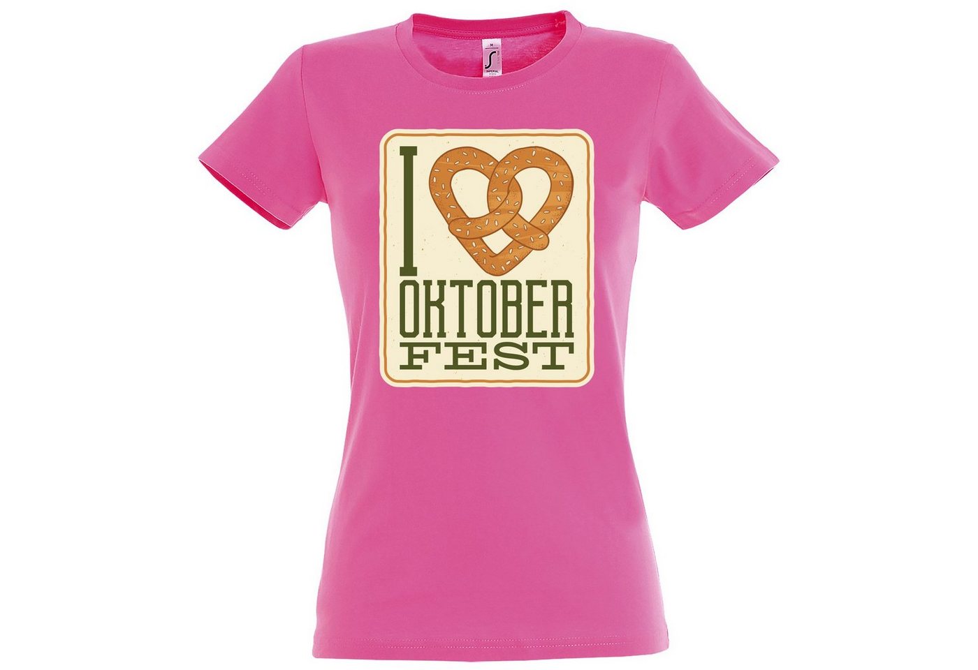 Youth Designz Print-Shirt I LOVE OKTOBERFEST Damen T-Shirt mit Fun-Look Brezel Aufdruck und Spruch von Youth Designz