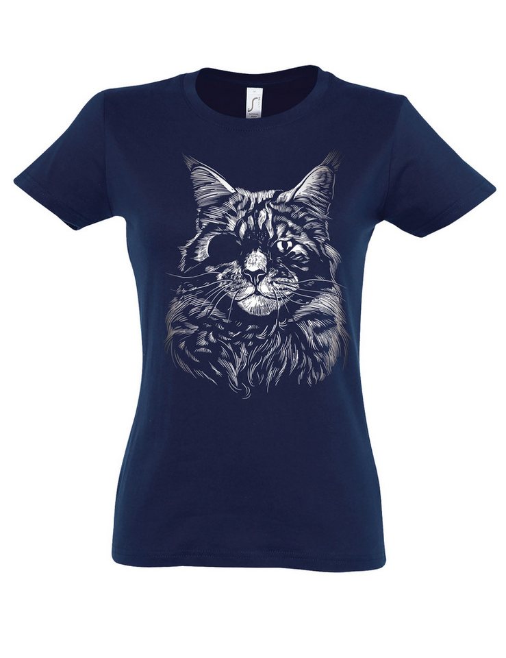 Youth Designz Print-Shirt "Katze Augenklappe" Damen T-Shirt Lustigen Print Geschenk Statement mit witzigen stylischen Aufdruck für Frauen von Youth Designz