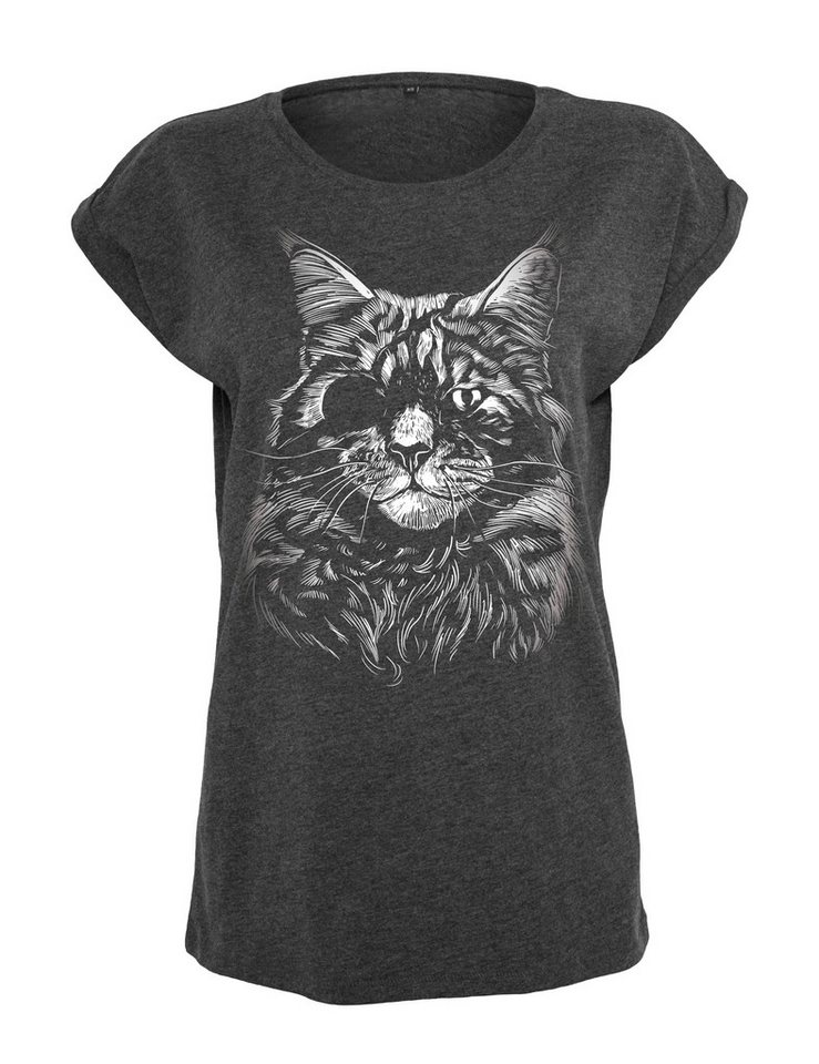 Youth Designz Print-Shirt "Katze Augenklappe" Damen T-Shirt Statement Geschenk Frauen Motiv mit stylischen Frontprint für Frauen von Youth Designz