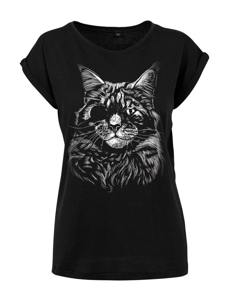 Youth Designz Print-Shirt "Katze Augenklappe" Damen T-Shirt Statement Geschenk Frauen Motiv mit stylischen Frontprint für Frauen von Youth Designz